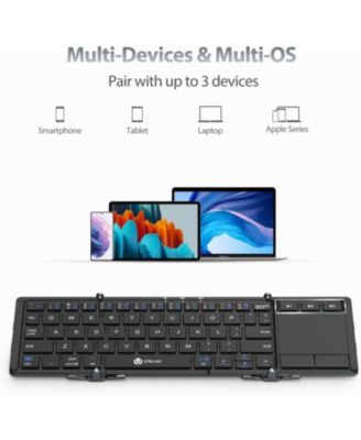 Foldable Keyboard, BK08 Bluetooth Keyboard with Sensitive Touchpad, Multi Devices, Pocket-Sized Tri-Folding Portable Keyboard