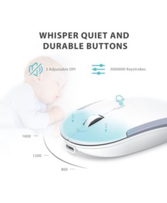 Wireless Keyboard and Mouse, GK08 White Keyboard Mouse Combo, Ergonomic, Quiet, Full Size Design with Number Pad
