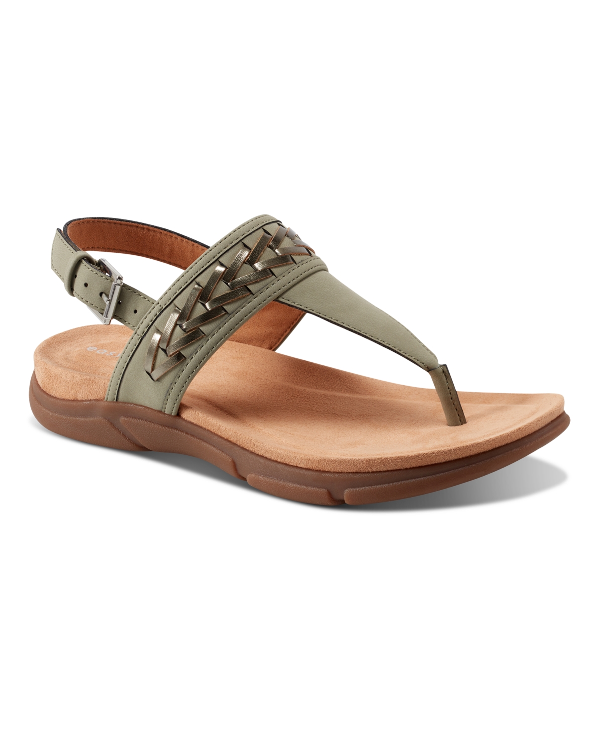 Easy Spirit Women's Monte Woven T-strap Flat Sandals
