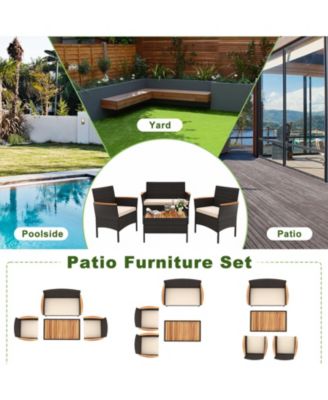 8 Piece Outdoor Patio Rattan Furniture Set Rattan Conversation Set w/ Chairs & Loveseat