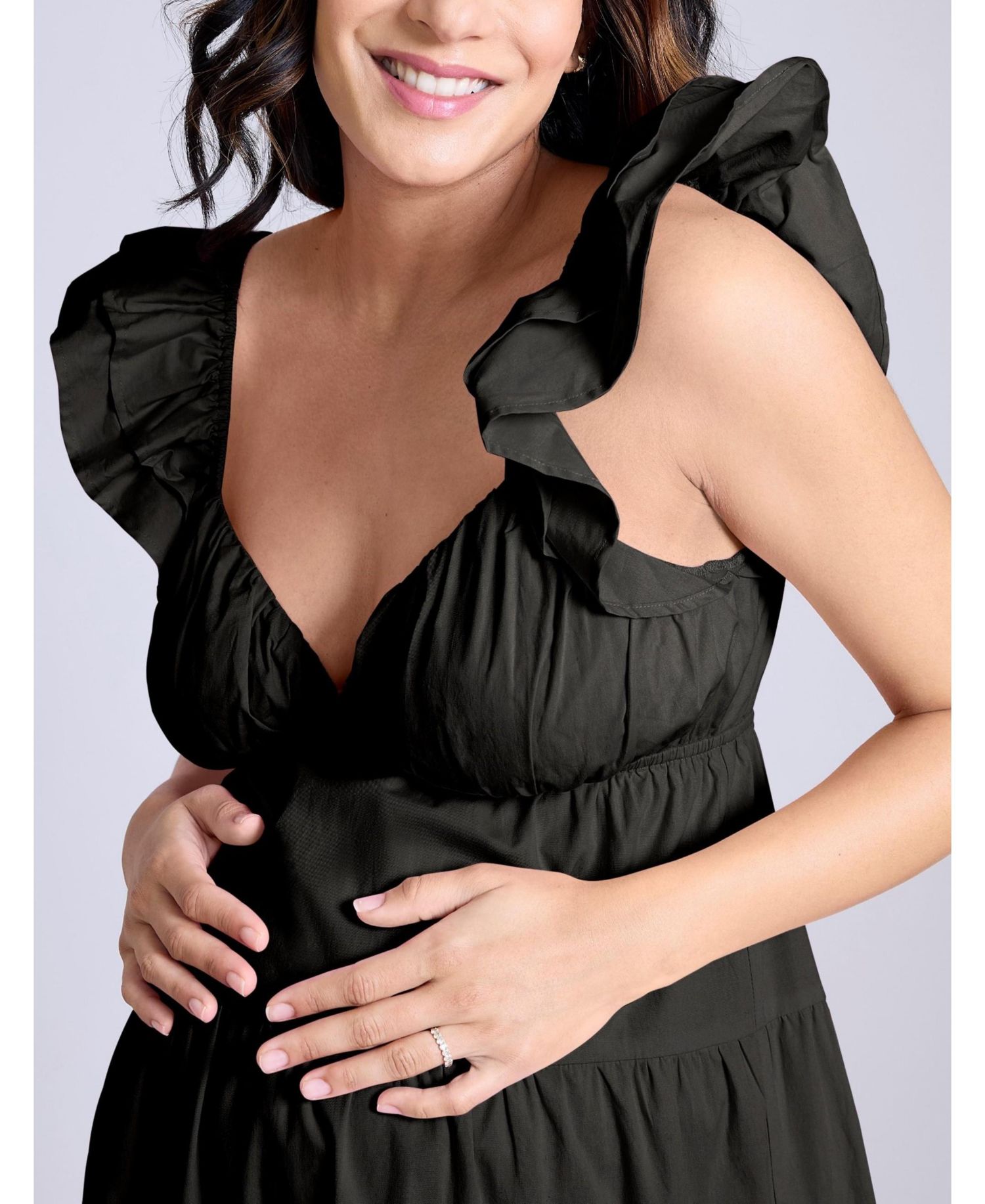 Women's Ruffle Sleeve Tie-Back Maxi Dress - Motherhood