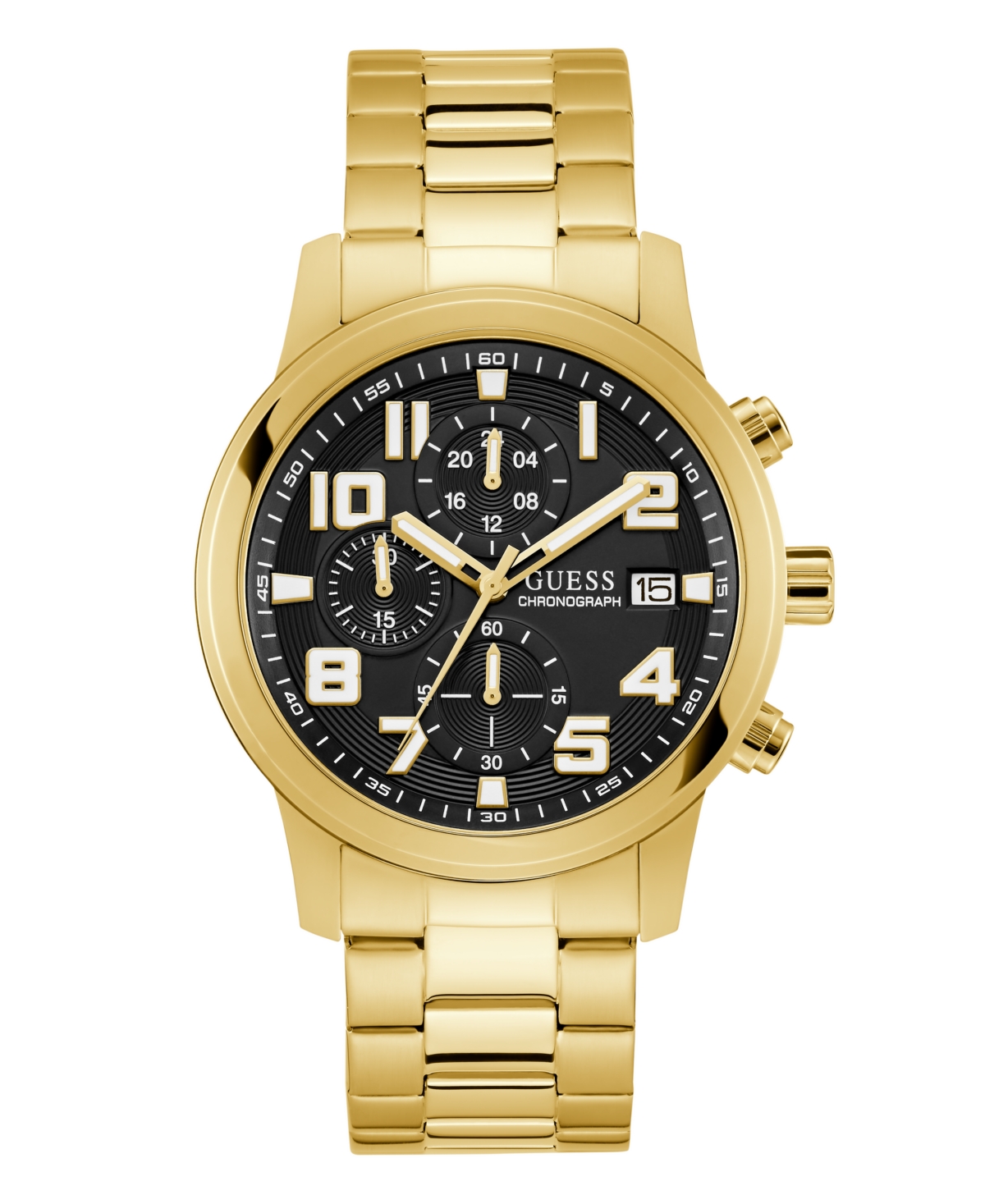 Guess Men's Chronograph Gold-tone Stainless Steel Watch, 44mm In Gold-tone