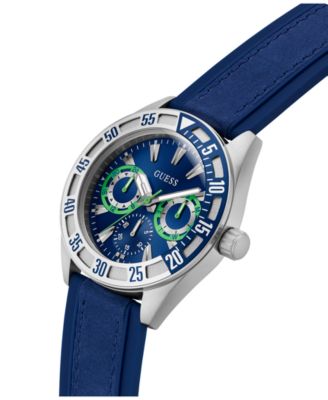 Men's Multifunction Blue Silicone Watch, 44mm