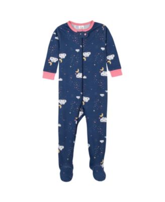 Baby Girls 4-Pack Snug Fit Footed Cotton Pajamas, Apple & Woodland Floral, 9M