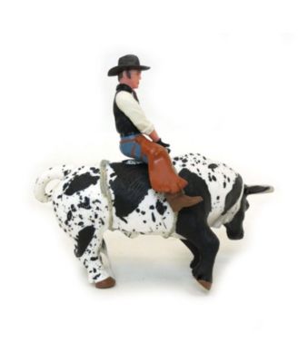 1/16 Black & White Bucking Bull W/ Rider