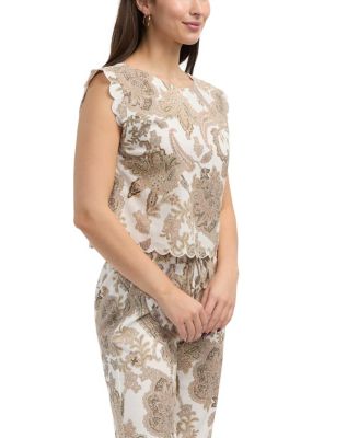 Women's Cropped Scallop Edge Tank