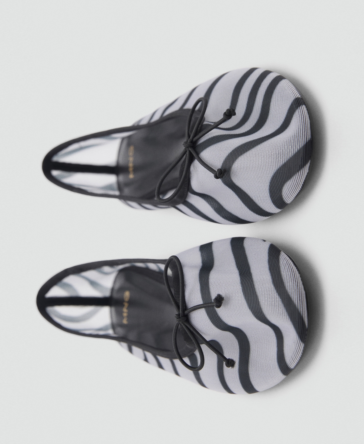 Shop Mango Women's Animal Print Mesh Ballerina Flats In White