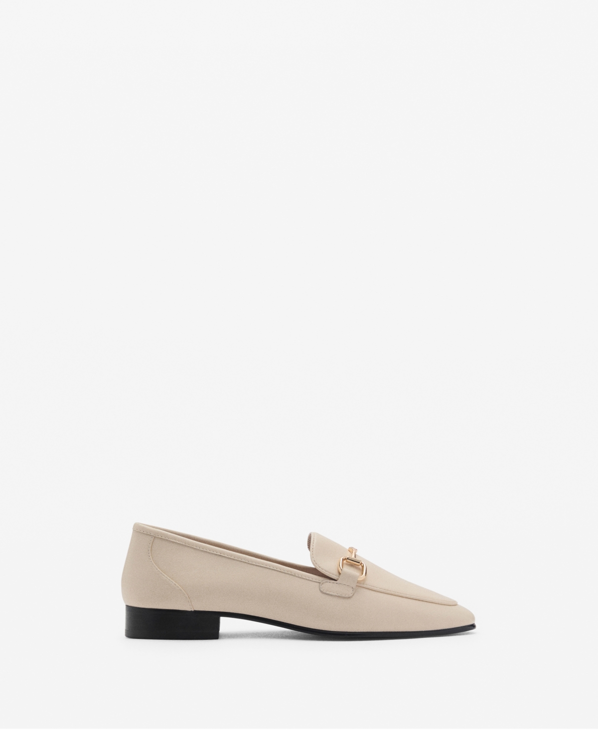 Mango Buckle Leather Moccasins Ecru In Ecru