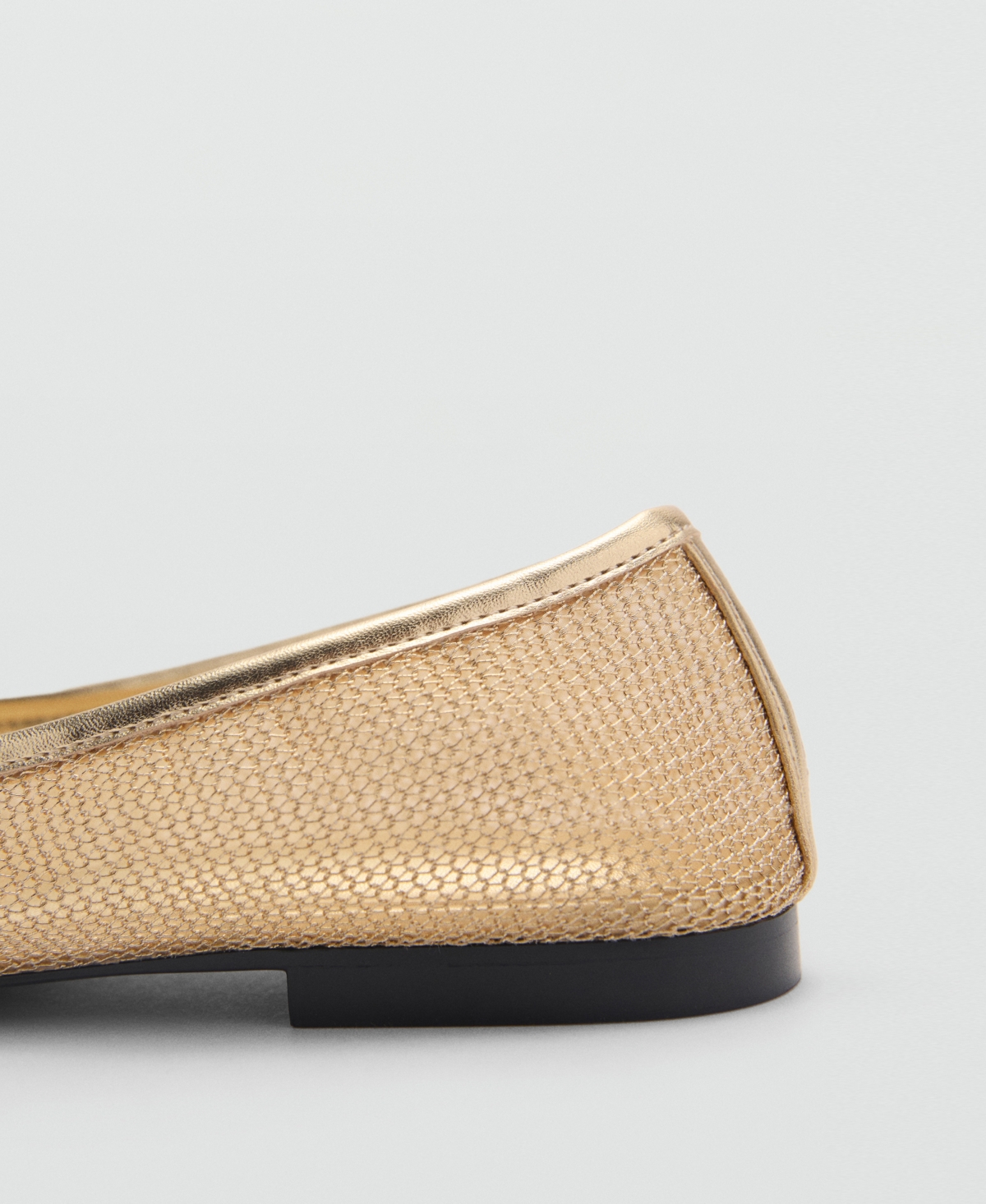 Shop Mango Women's Mesh Bow Ballerina Shoes In Gold