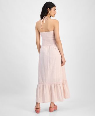Women's Cotton Gingham Smocked Halter Maxi Dress, Exclusively at Macy's