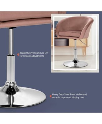 360 Degree Swivel Makeup Stool Accent Chair with Round Back and Metal Base