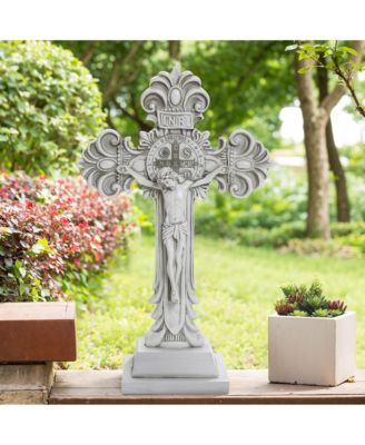 Off White Polyresin Holy Cross Jesus Crucifix 1.6-Feet Tall Statue