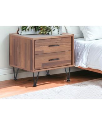 Modern Metal Bedside Table – Nightstand with Two Spacious Drawers for Bedroom Storage