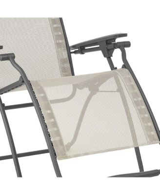 Reclining Steel Zero Gravity Chair with Cushion for Lawn Deck and Poolside