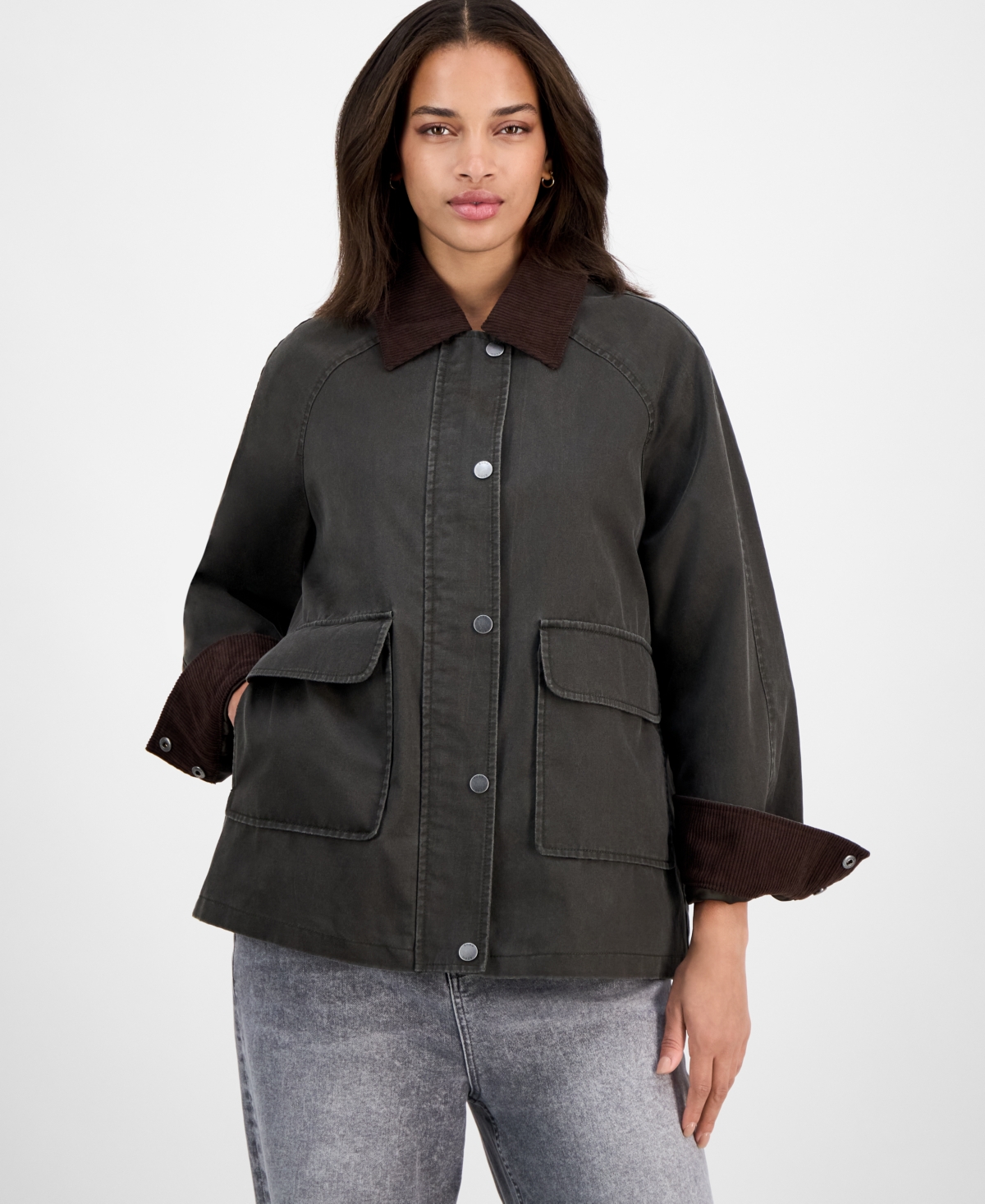Bcbgmaxazria Women's Corduroy-collar Barn Jacket, Exclusively At Macy's In Brown