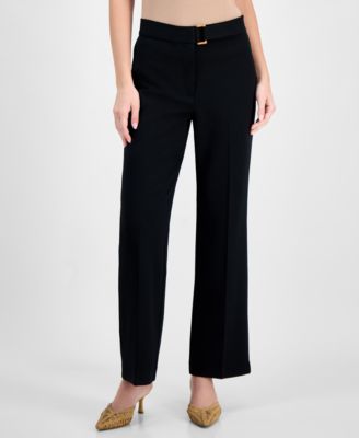 Women's Solid-Color Twill Crepe Wide-Leg Pants