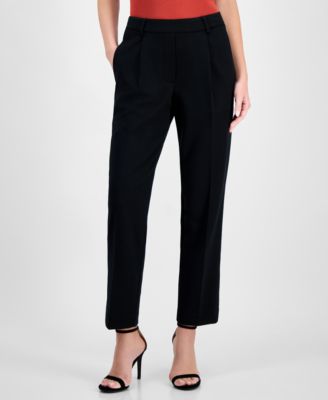 Women's Solid-Color Twill Crepe Straight-Leg Pants