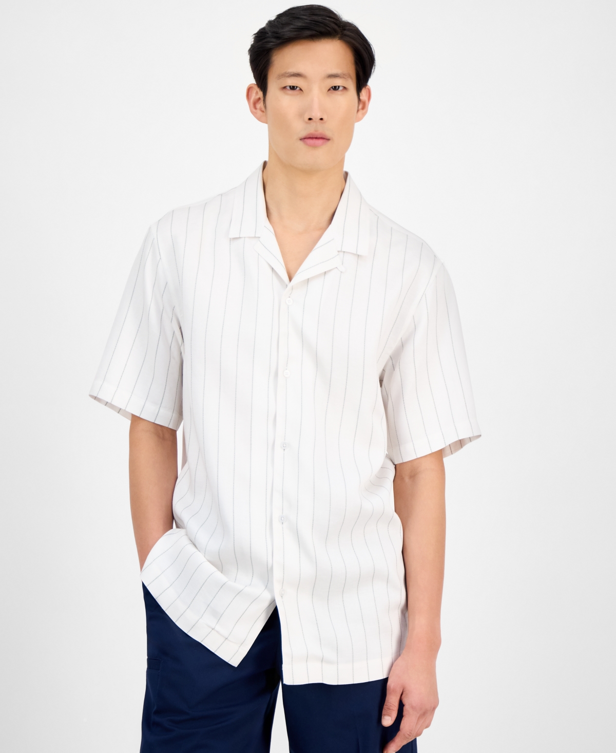 Men's Stripe Shirt, Exclusively at Macy's - Bright White