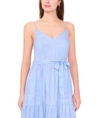 Women's Belted Tiered Sleeveless Maxi Dress