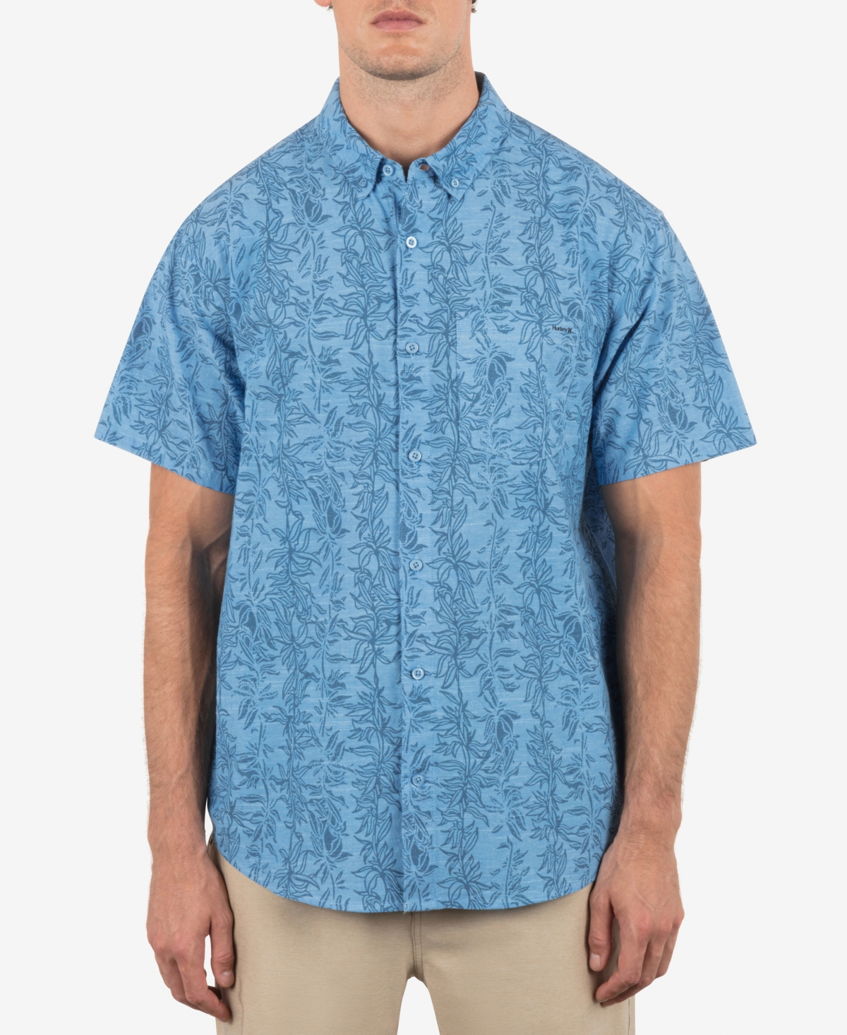 Men's Oao Stretch Print Short Sleeve Shirt - Kingdom blue