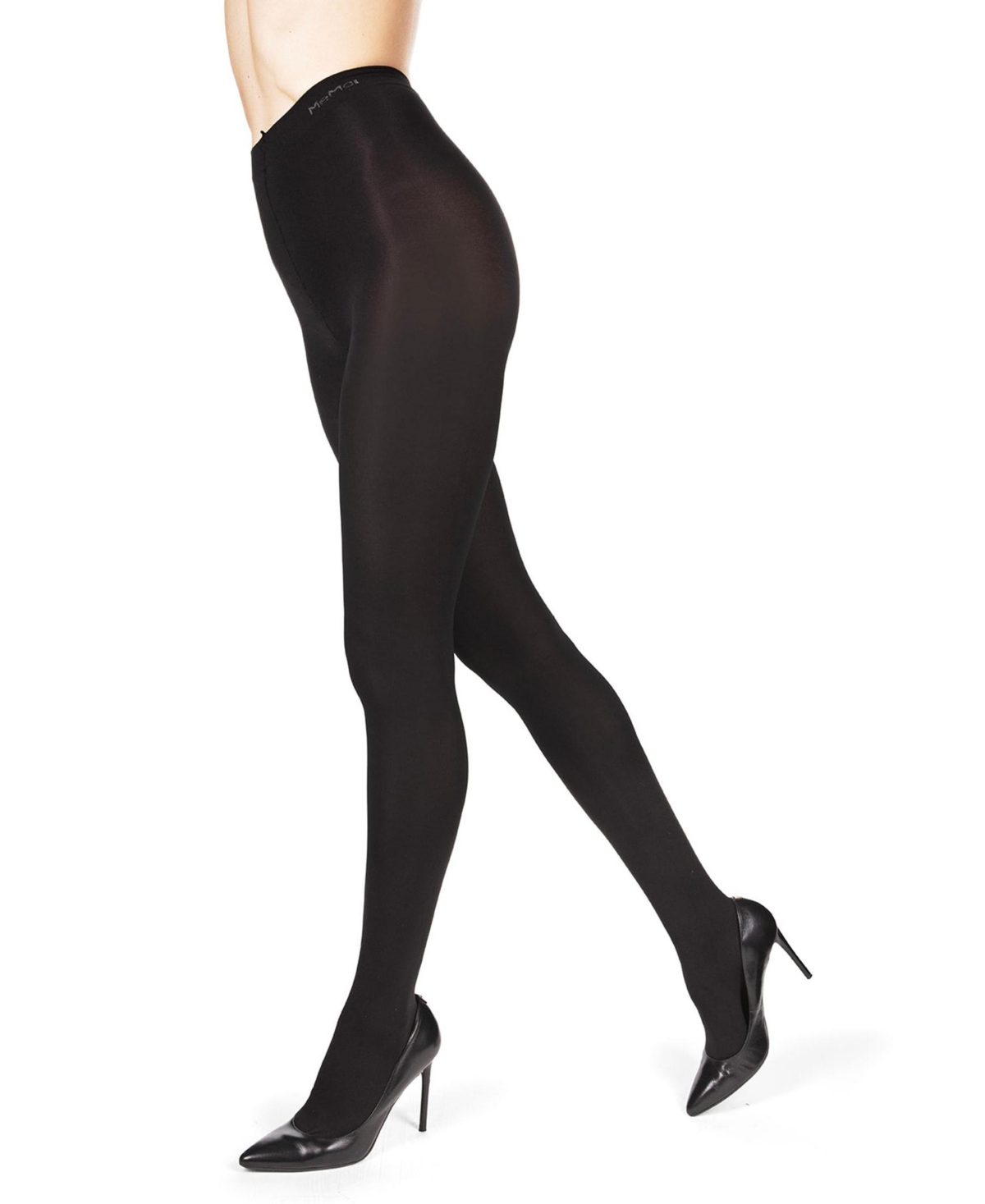 Memoi Flat Knit Sweater Tights In Black