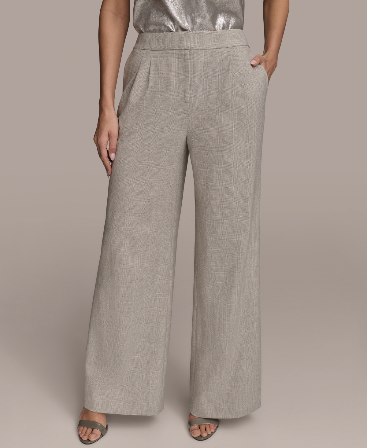 Women's Wide-Leg Trousers - Sand Multi