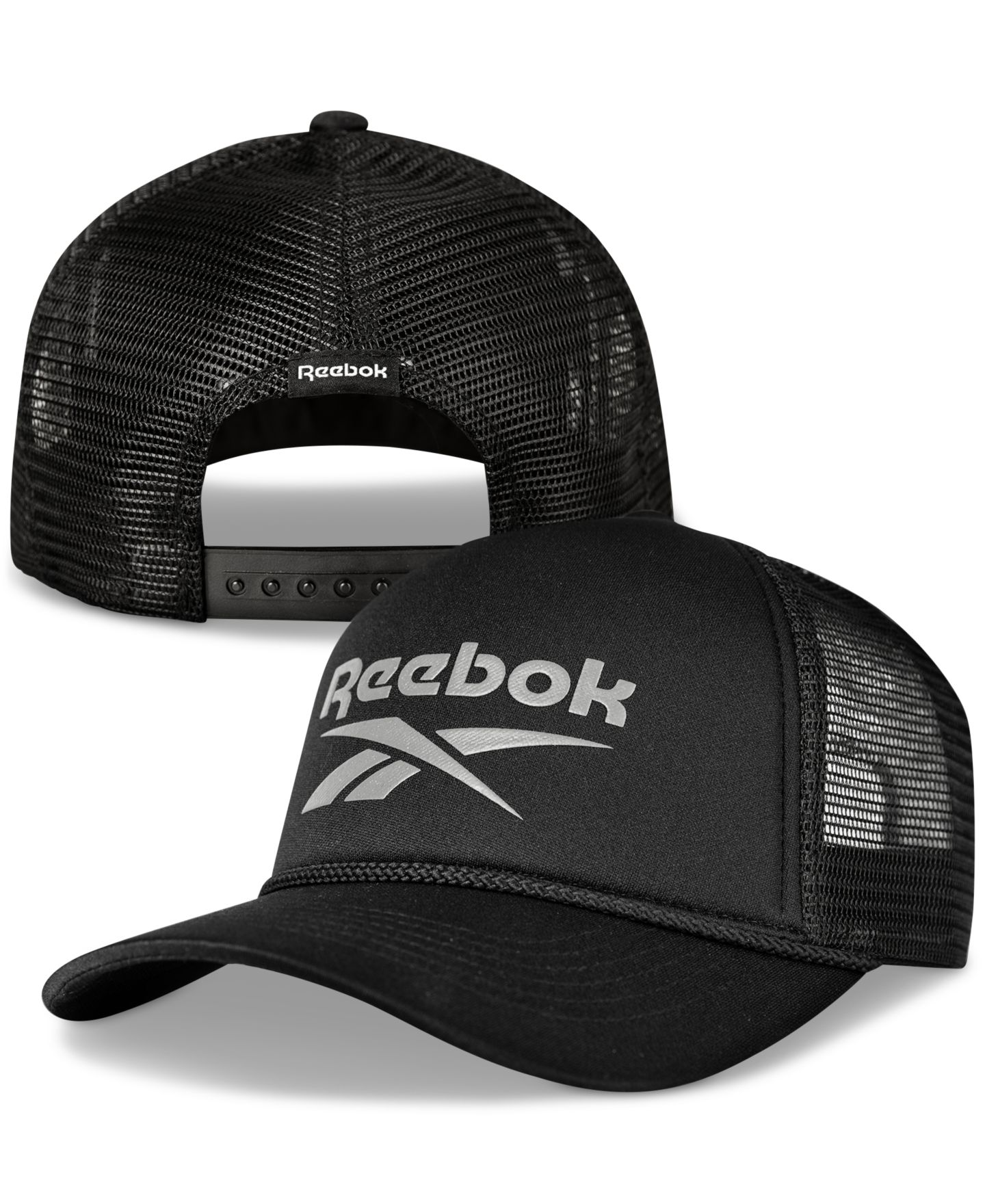 Мужская кепка Reebok Aero Deluxe Five-Panel Trucker, цвет: Чёрный — фото 4