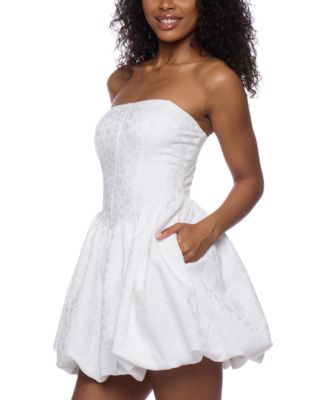 Juniors' Jacquard Strapless Bubble Dress