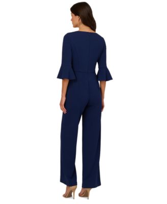 Women's Square-Neck Bell-Sleeve Wide-Leg Jumpsuit