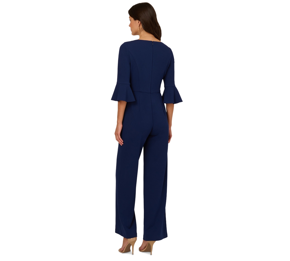 ADRIANNA PAPELL WOMEN'S SQUARE-NECK BELL-SLEEVE WIDE-LEG JUMPSUIT 