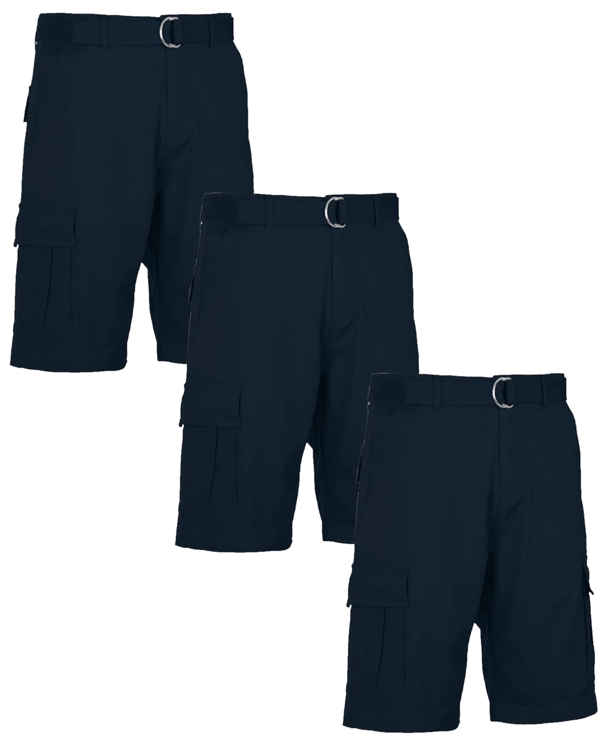 Blu Rock Men's 3-pack Flex Stretch Cargo Shorts In Navy