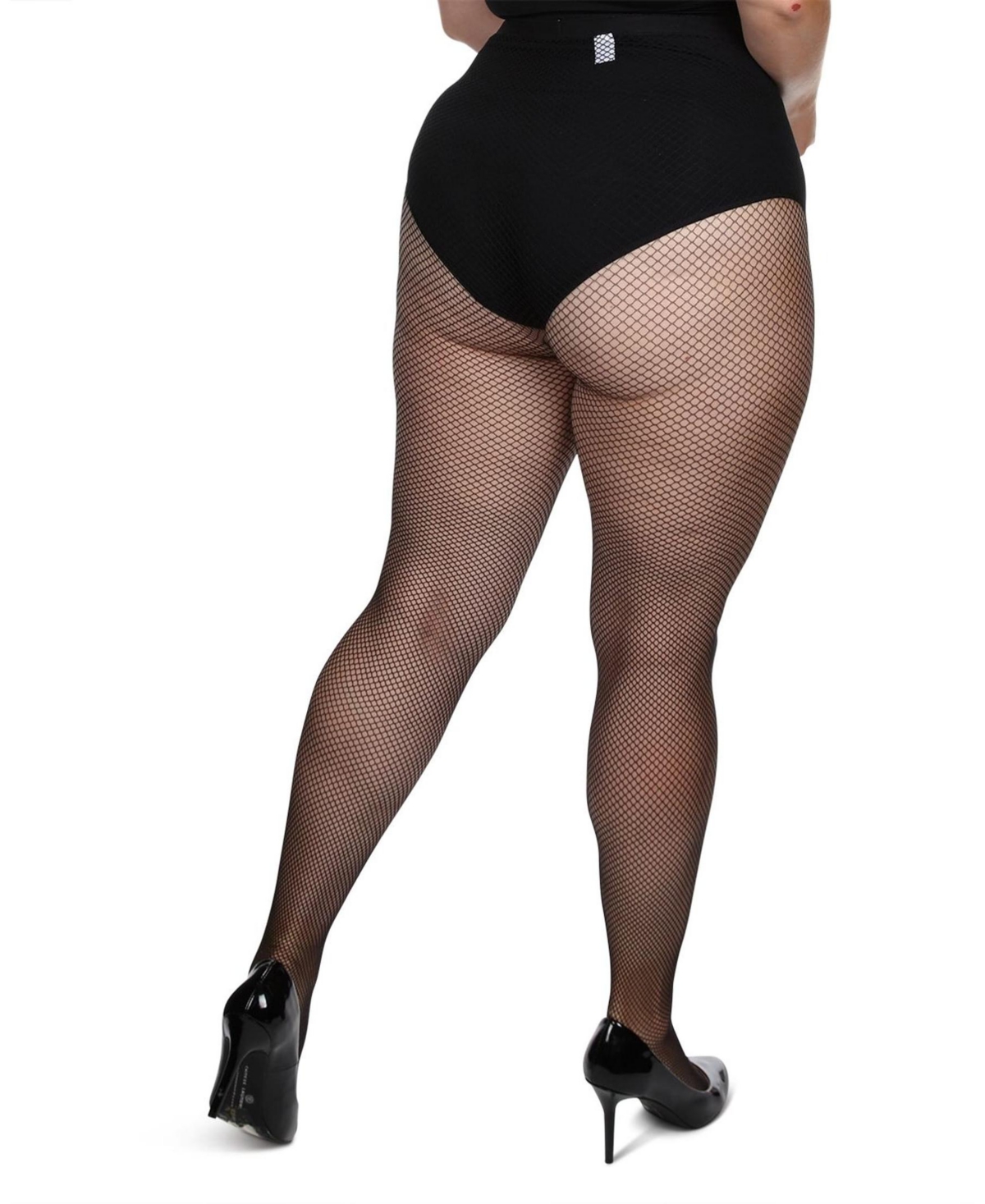 Memoi Plus Size Curvy Fishnet Tights Mm-2370 In Black