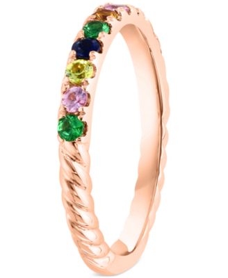 Multicolor Sapphire (3/8 ct. t.w.) & Tsavorite (1/8 ct. t.w.) Band Ring in 14k Rose Gold