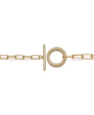 Teens 14K Gold Plated with Cubic Zirconia Double Entwined Cable Chain Bracelet