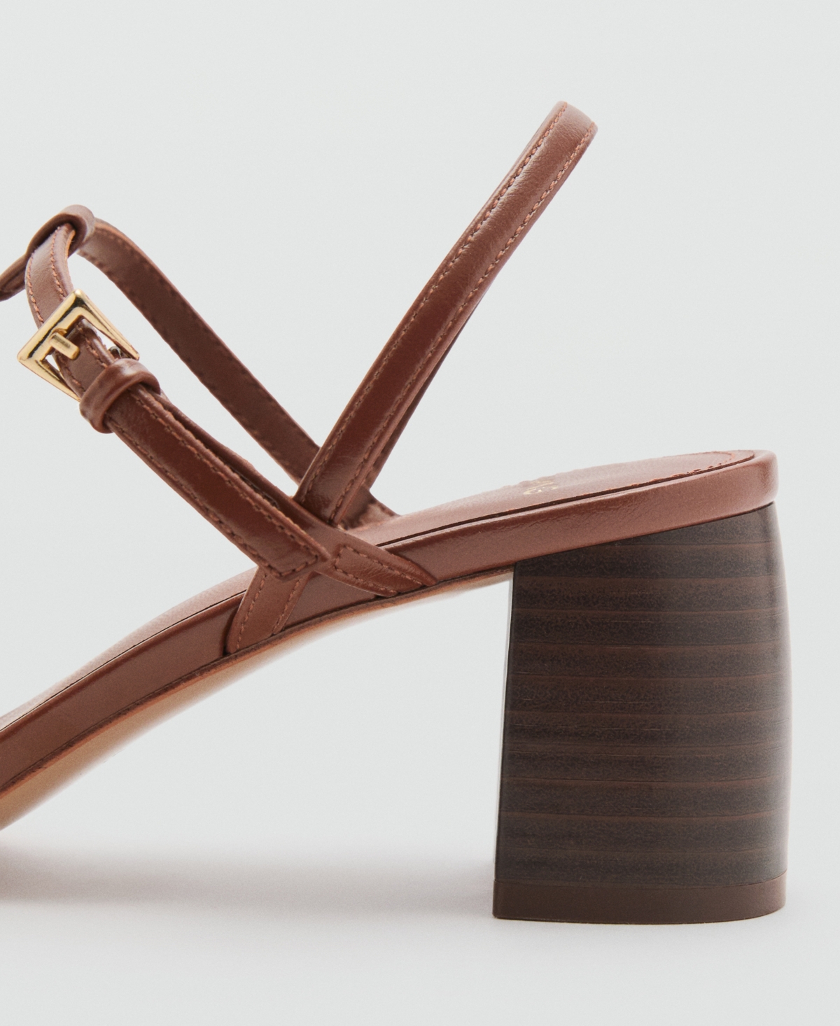 Mango High-heeled Sandals With Buckle Straps Leather In Leather