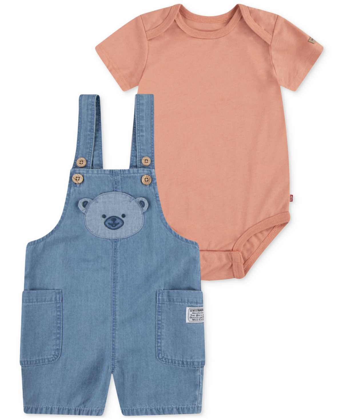 Levi's Baby Boys Bodysuit & Applique Shortalls, 2 Piece Set