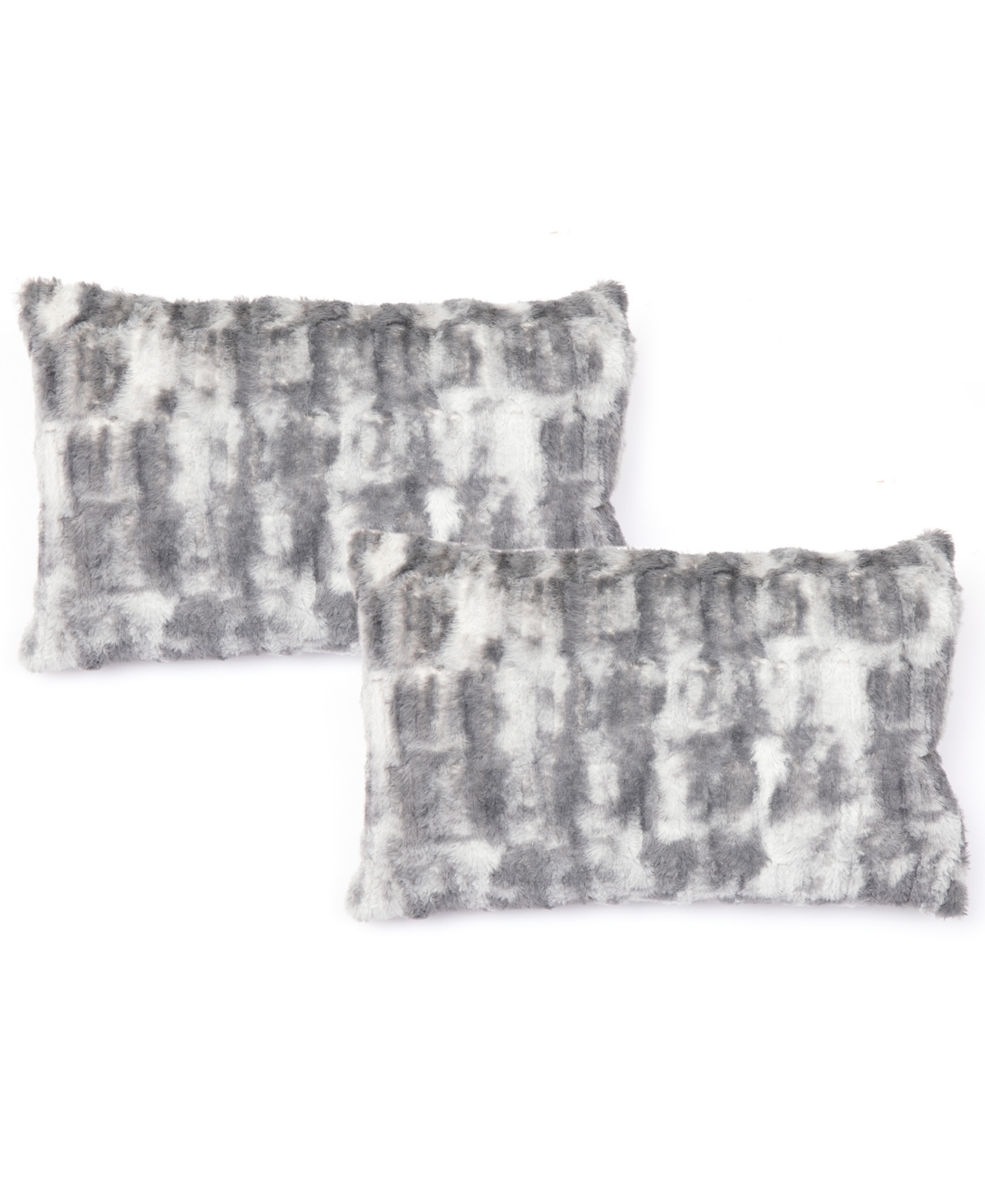 Cheer Collection Decorative Faux Fur Pillow Set, 12" X 20" In Gray