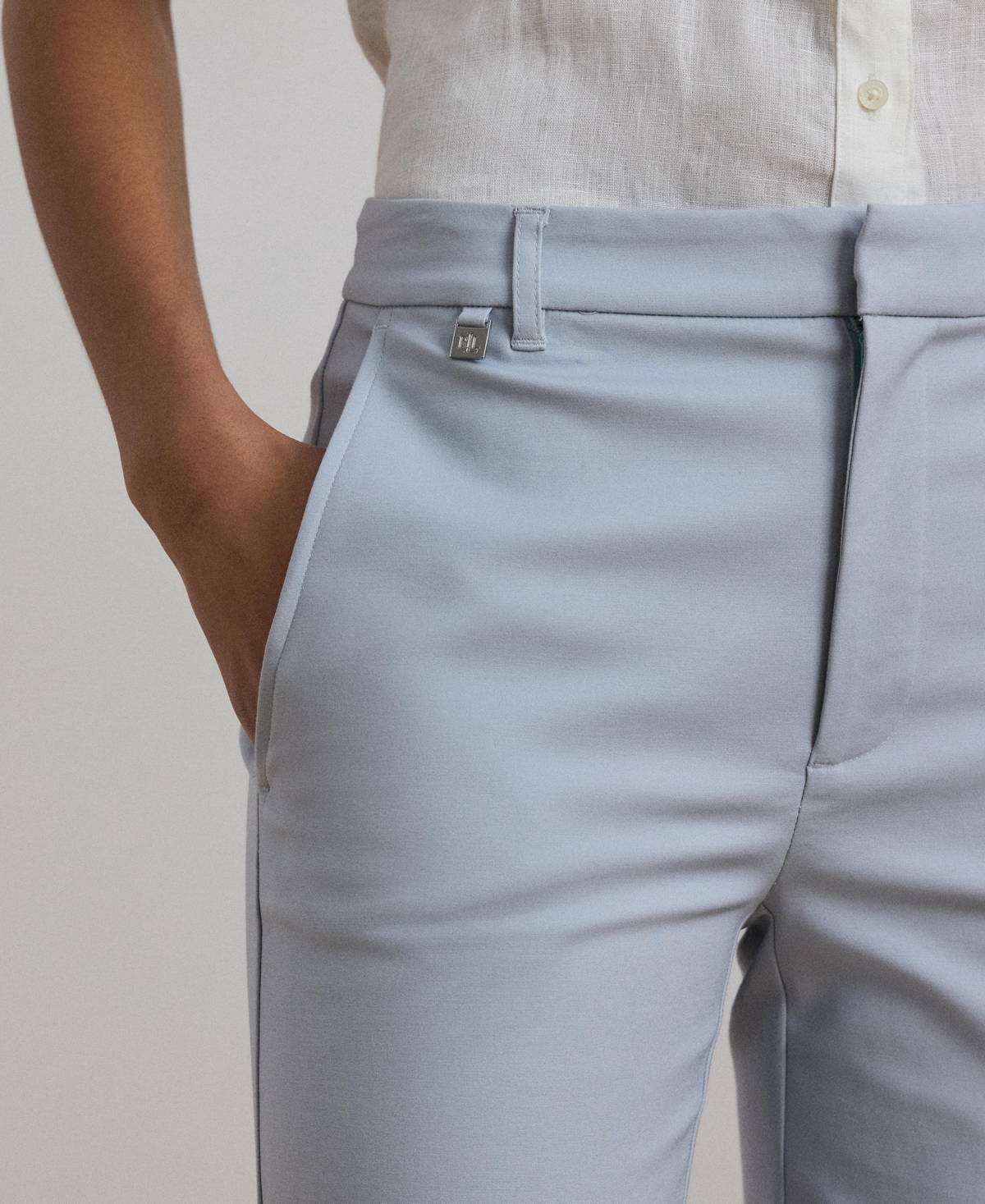 Ralph Lauren Double-faced Stretch Cotton Pant, Regular & Petites In Aqua Pearl