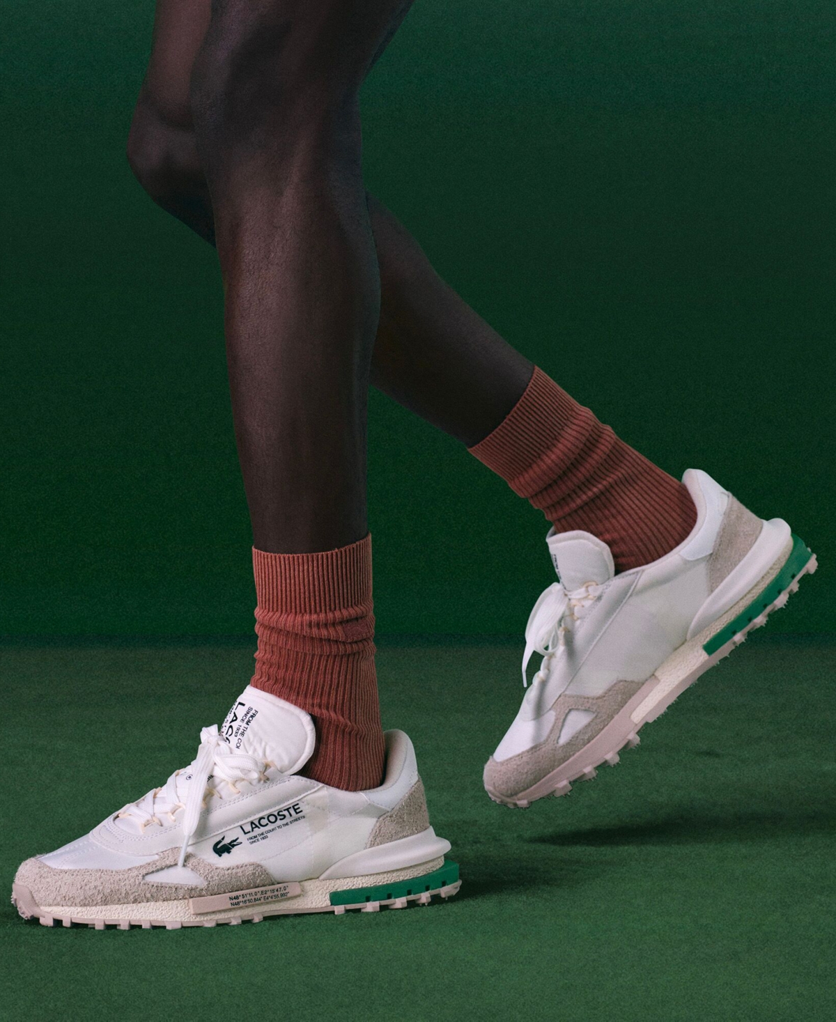 Lacoste Elite Active Logo-print Sneakers In White,dark Green