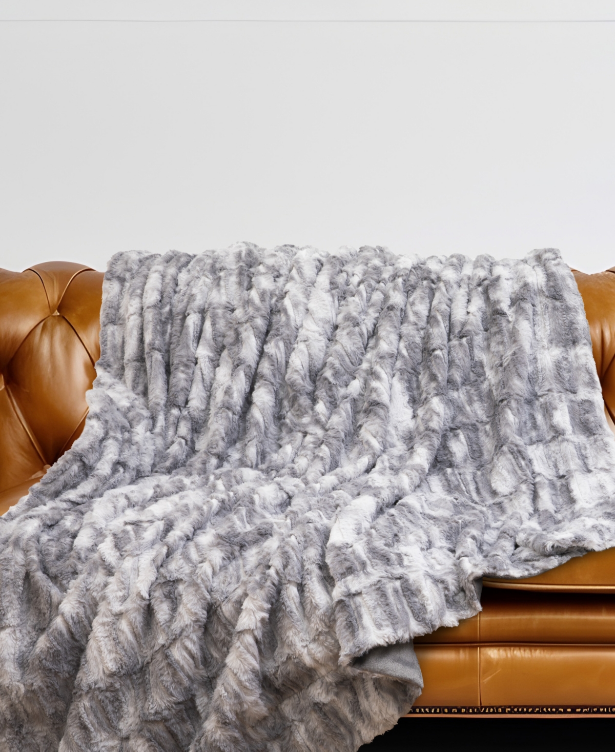 Cheer Collection Luxuriously Soft Faux Fur Design Blanket, 60" X 70" In Gray