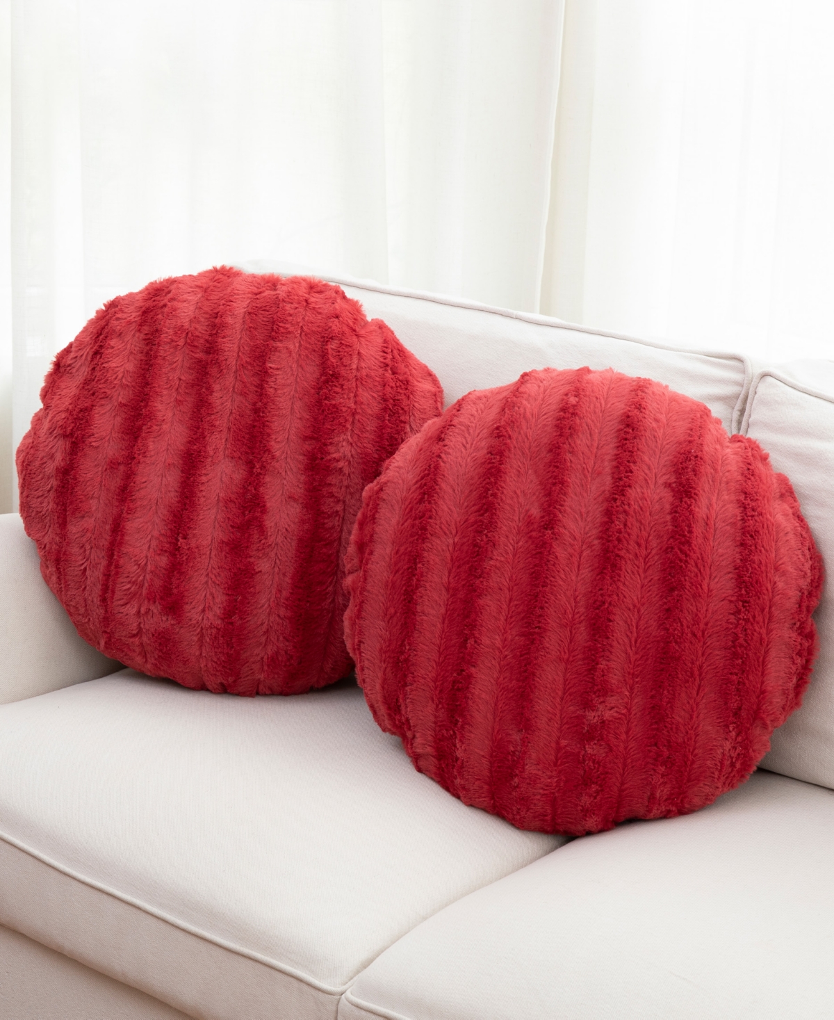 Cheer Collection Decorative Round Pillow Set, 18" X 18" In Burgundy