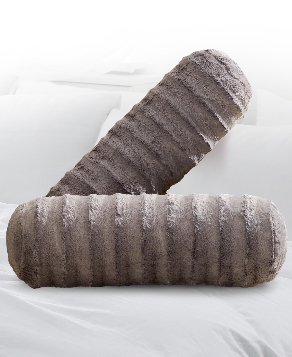 Cheer Collection Bolster Decorative Pillow Set, 8" X 24" In Gray