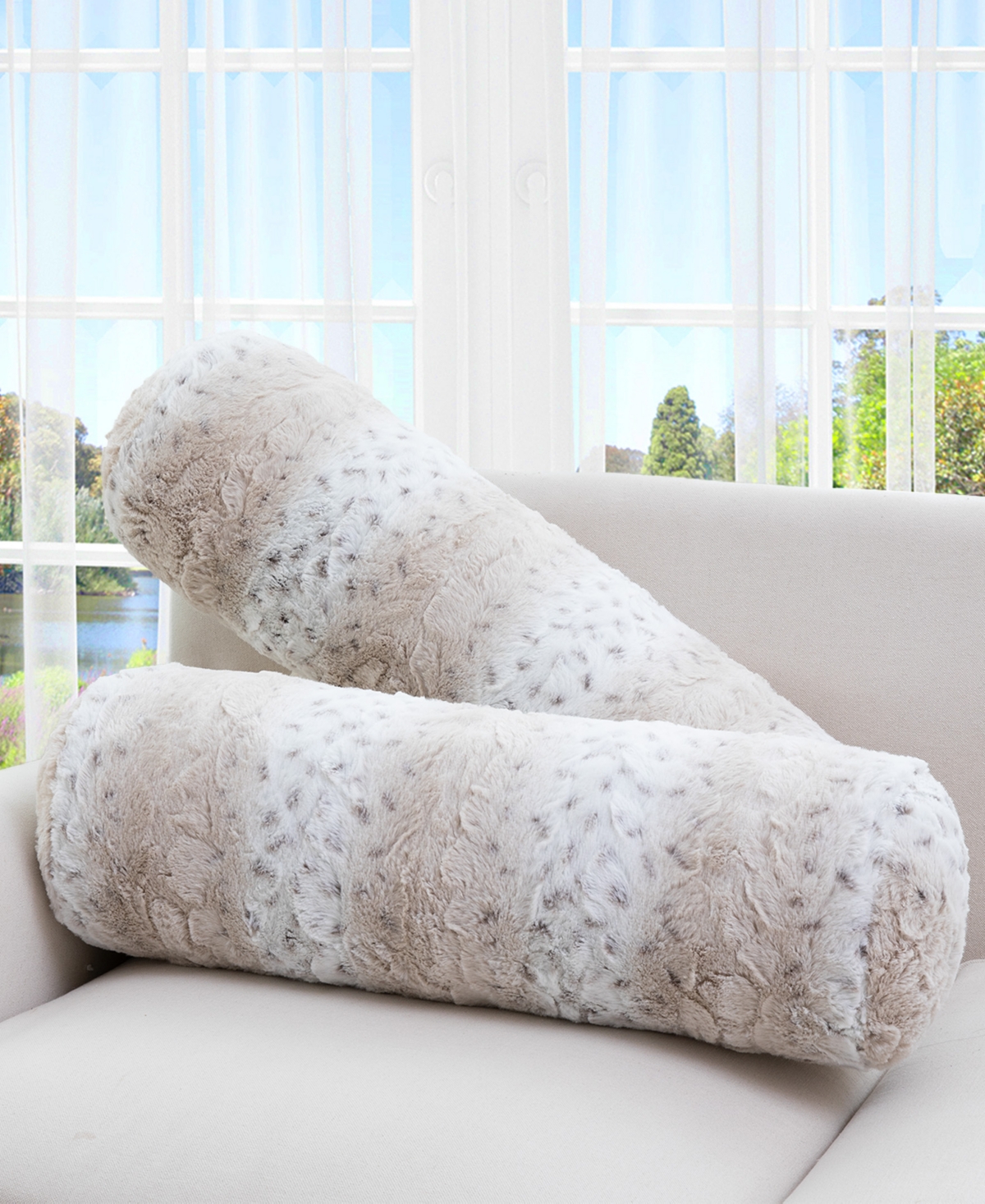Cheer Collection Bolster Decorative Pillow Set, 8" X 24" In White