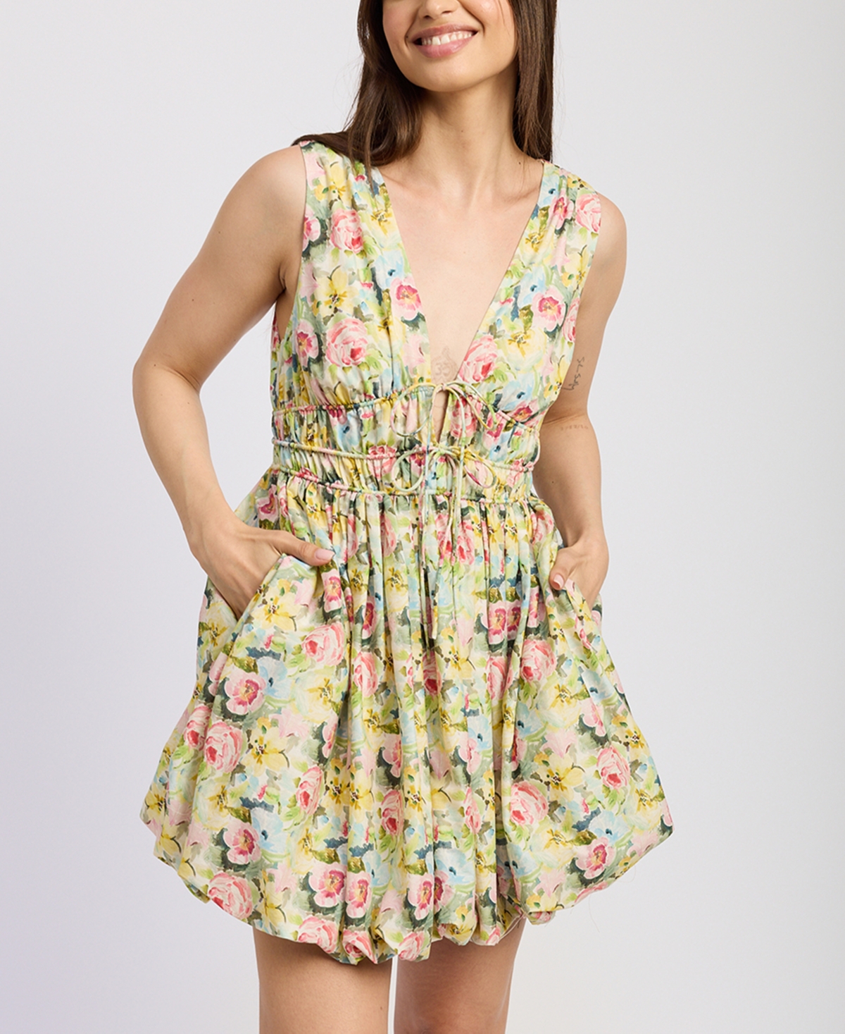 En Saison Women's Cairo Cotton Bubble-hem Mini Dress
