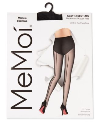 Women's Control Top Pantyhose with Backseam Cuban Heels MM-618	