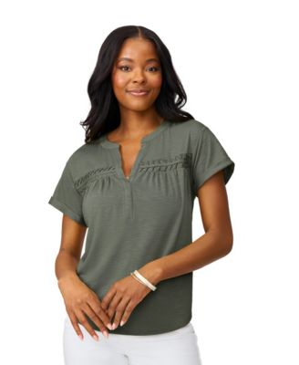 Women's Shirred Detail Short Sleeve Top