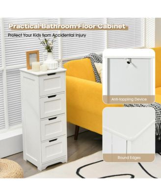 Bathroom Floor Cabinet Free-Standing Side Storage Organizer w/ 4 Drawers