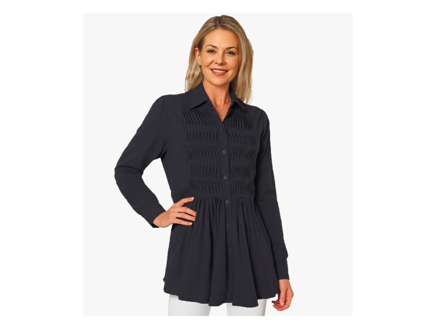 Женская рубашка Stella Carakasi Cotton Poplin Pintuck Detail Lucky Star, цвет: Чёрный — фото 4