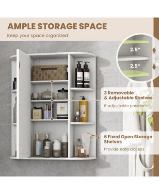 Bathroom Wall Medicine Cabinet Wall Mounted Storage Organizer w/ Mirror Door
