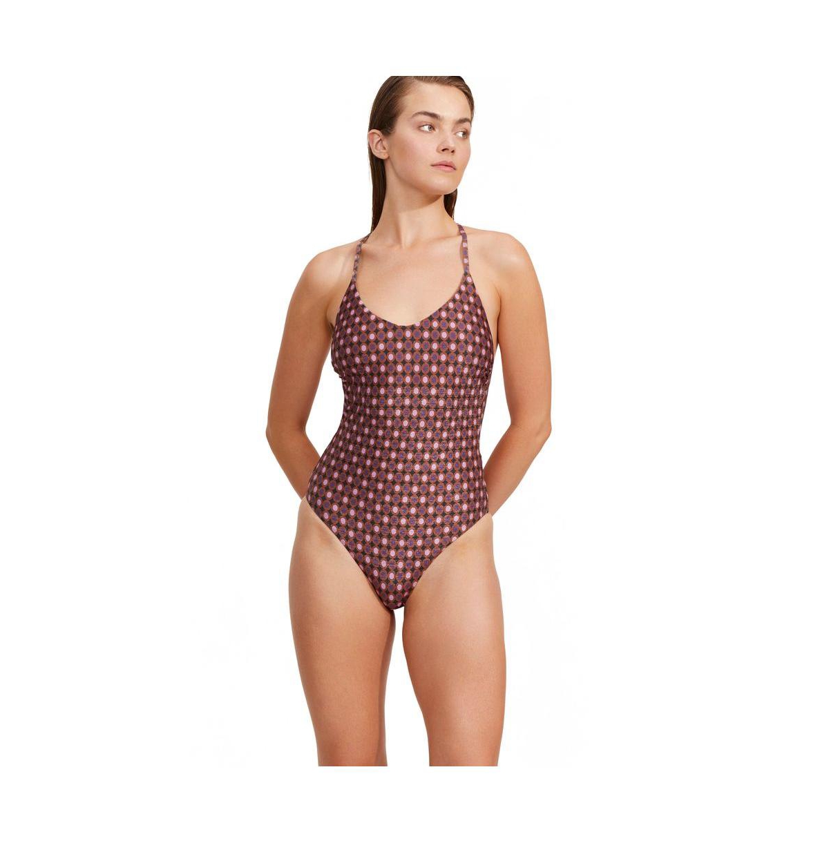 Women's Vintage Charm Scoop Neck Halter One Piece - Purple / bronze